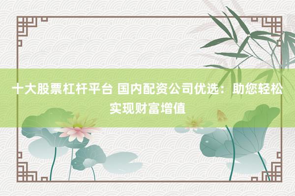 十大股票杠杆平台 国内配资公司优选：助您轻松实现财富增值