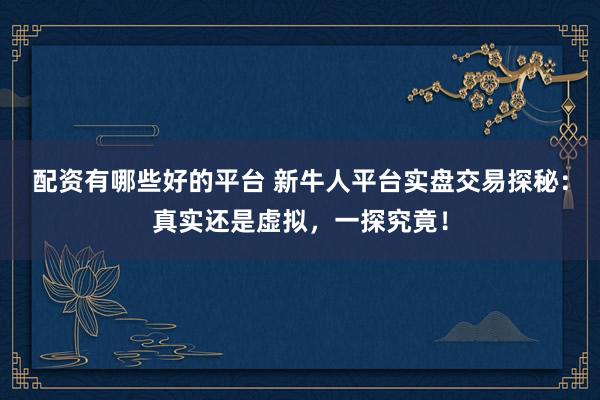 配资有哪些好的平台 新牛人平台实盘交易探秘：真实还是虚拟，一探究竟！