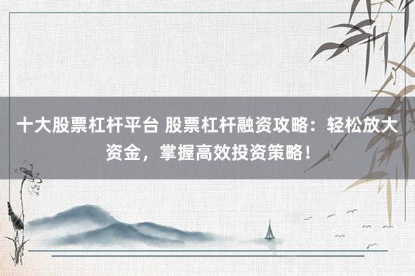 十大股票杠杆平台 股票杠杆融资攻略：轻松放大资金，掌握高效投资策略！