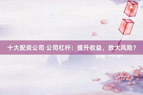 十大配资公司 公司杠杆：提升收益，放大风险？