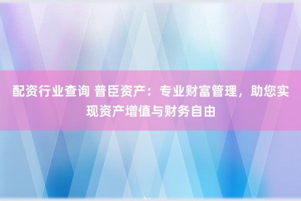 配资行业查询 普臣资产：专业财富管理，助您实现资产增值与财务自由