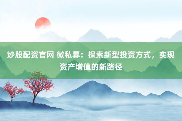 炒股配资官网 微私募：探索新型投资方式，实现资产增值的新路径