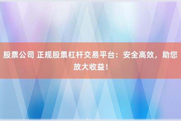股票公司 正规股票杠杆交易平台：安全高效，助您放大收益！