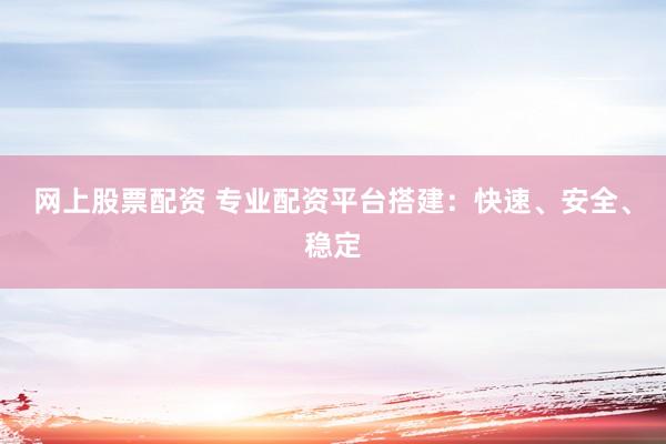 网上股票配资 专业配资平台搭建：快速、安全、稳定