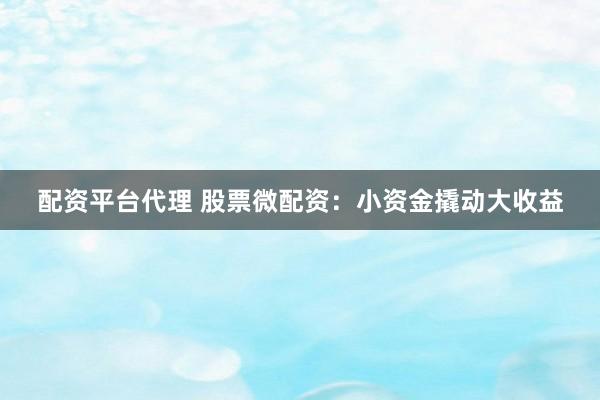 配资平台代理 股票微配资：小资金撬动大收益