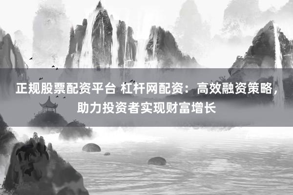 正规股票配资平台 杠杆网配资:高效融资策略,助力投资者实现财富增长