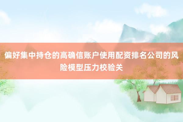偏好集中持仓的高确信账户使用配资排名公司的风险模型压力校验关