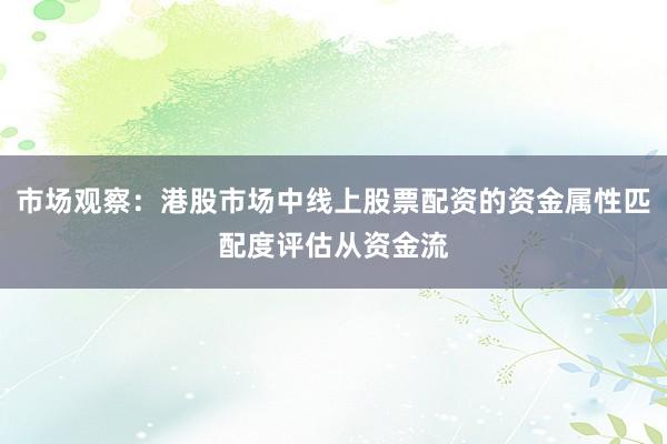 市场观察：港股市场中线上股票配资的资金属性匹配度评估从资金流