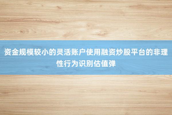 资金规模较小的灵活账户使用融资炒股平台的非理性行为识别估值弹