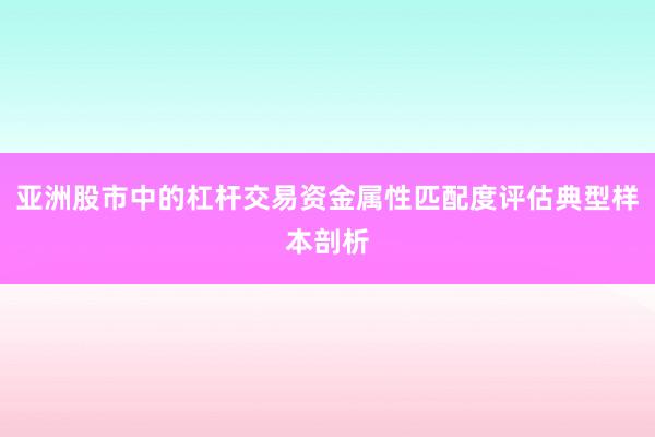 亚洲股市中的杠杆交易资金属性匹配度评估典型样本剖析