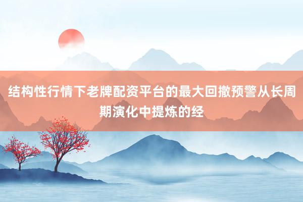结构性行情下老牌配资平台的最大回撤预警从长周期演化中提炼的经