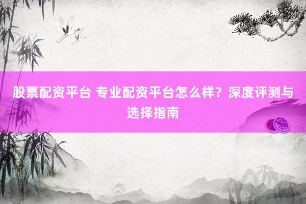 股票配资平台 专业配资平台怎么样？深度评测与选择指南