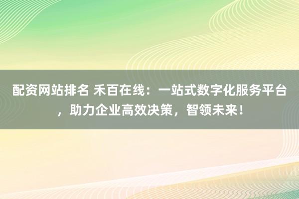 配资网站排名 禾百在线:一站式数字化服务平台,助力企业高效决策,智领未来!