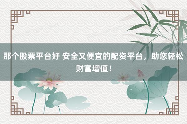 那个股票平台好 安全又便宜的配资平台，助您轻松财富增值！
